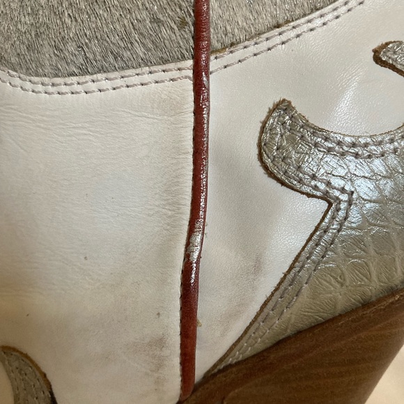 Para Raio White Silver Leather Pointed Toe Brazilian Cowgirl Boots Women's 10M - Picture 16 of 16